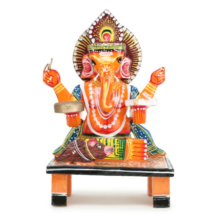 Wooden Handpainted Lord Ganesha with Chowki